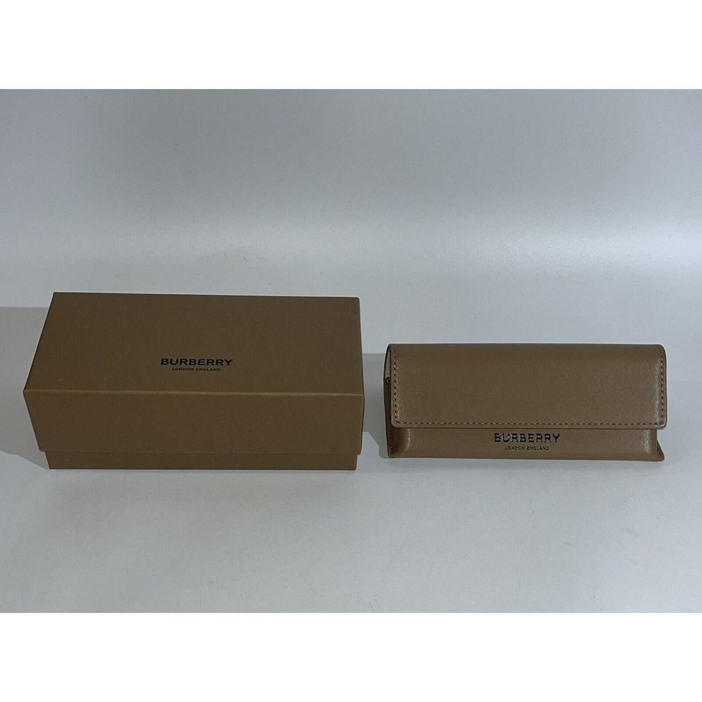 Burberry Camel Brown Triangle Soft Leather Eyeglasses Sunglass Case w/ Cloth&Box